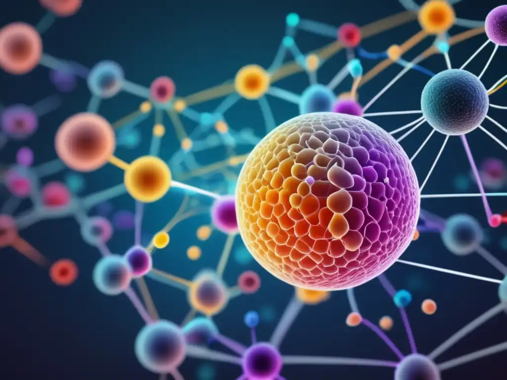 Representación detallada en 8k del cuerpo humano y su red de células y caminos, destacando la resistencia a los antibióticos y la proteómica