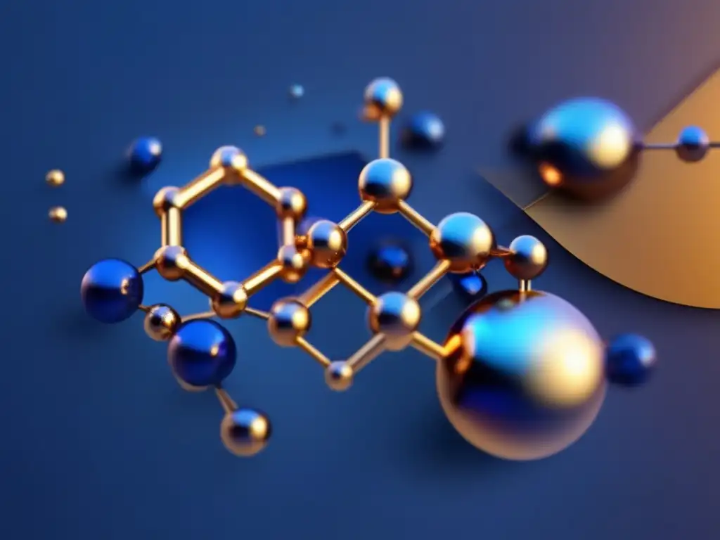 Funcionamiento de los metales en química inorgánica: imagen abstracta de 8k que representa la estructura atómica de metales y sus compuestos