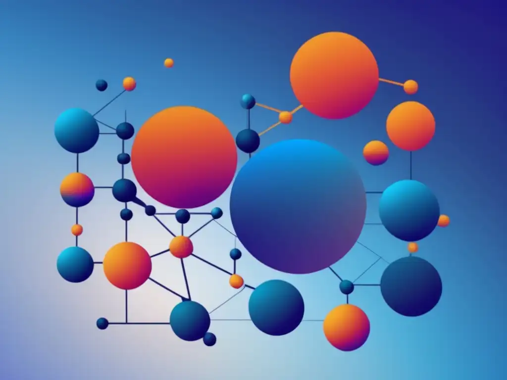 Síntesis inorgánica de compuestos avanzados, imagen abstracta de colores vibrantes con formas geométricas superpuestas y conectadas