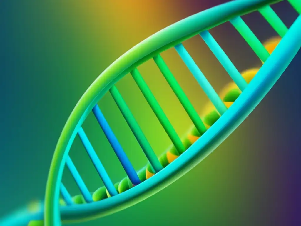 Impacto de la biología sintética: imagen abstracta de doble hélice de ADN en colores verdes y azules, representando su conexión con el medio ambiente