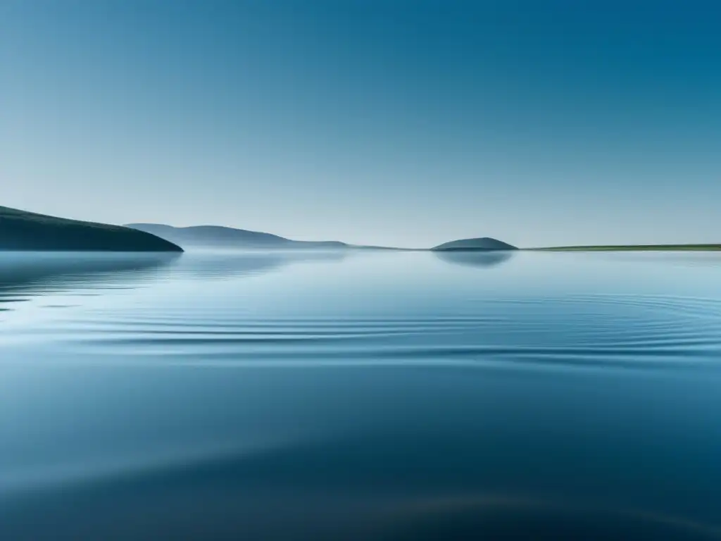 Importancia de la tensión superficial: imagen minimalista y abstracta de la tensión en agua calmada, reflejando serenidad y paz