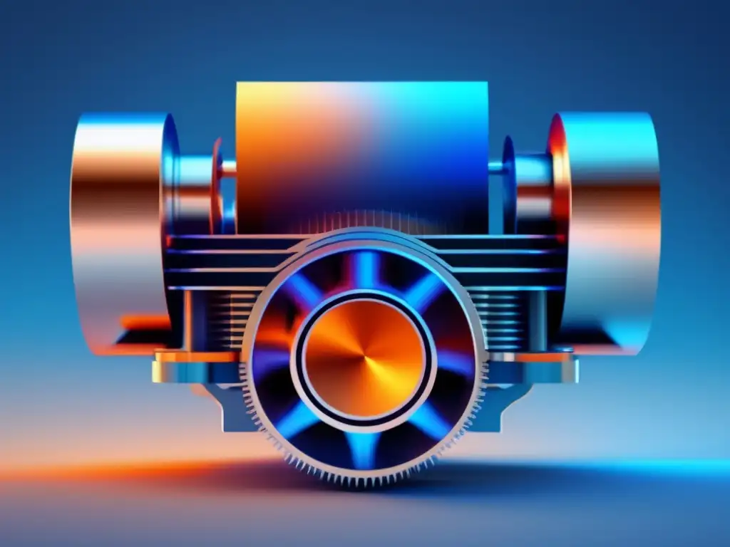 Termodinámica en la energía: imagen detallada y abstracta de los principios termodinámicos, con motor de combustión y geometría