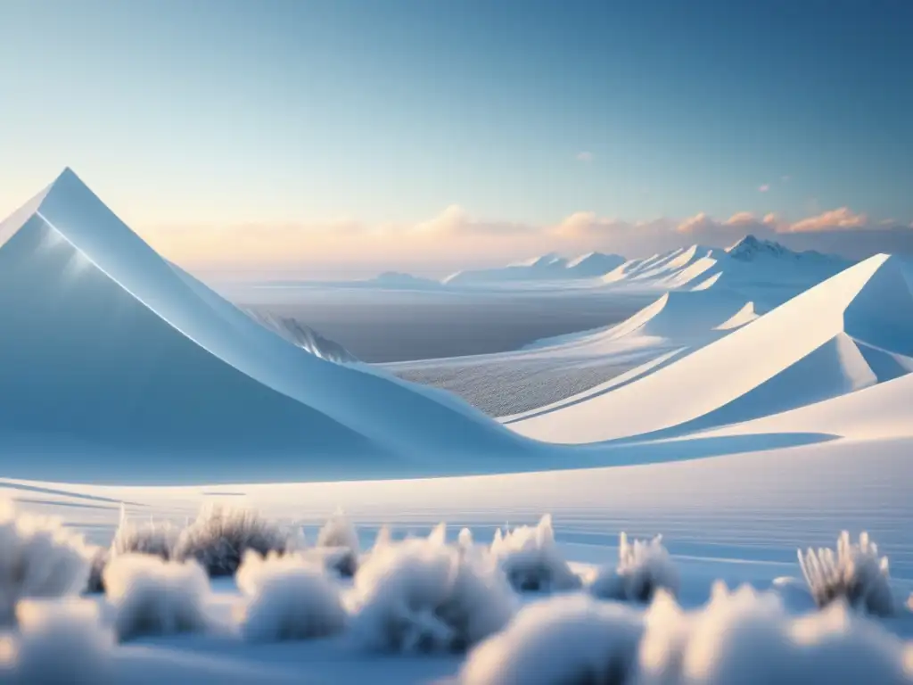 Adaptaciones de la fauna y flora en la tundra - Imagen 8k detallada del ecosistema tundra con montañas nevadas, vegetación escasa y cristales de hielo