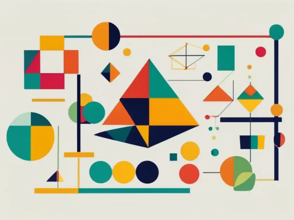 Aplicaciones prácticas del Álgebra Lineal en geometría y ciencias: imagen abstracta vibrante de formas geométricas interconectadas