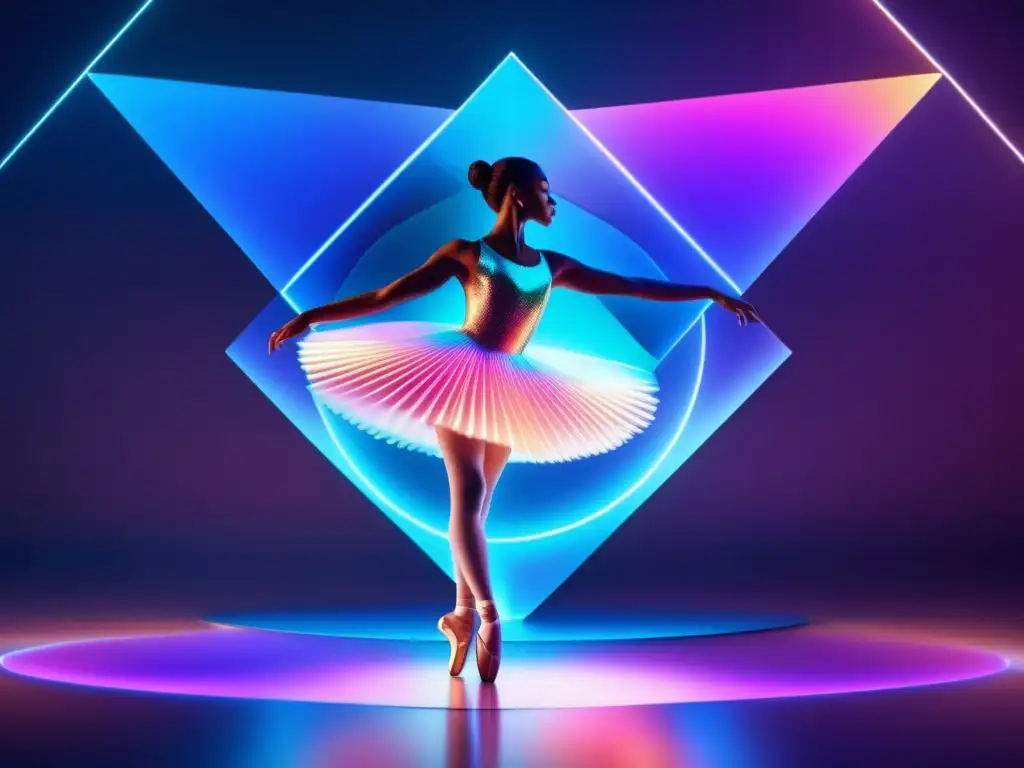 Holograma de una bailarina en instalación artística: luz, movimiento y fascinación