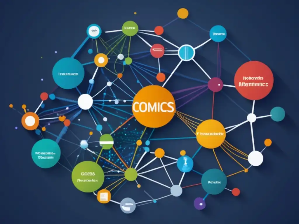 Importancia de la Transcriptómica en la Genómica Funcional: Imagen abstracta que muestra la integración de datos omics en transcriptómica