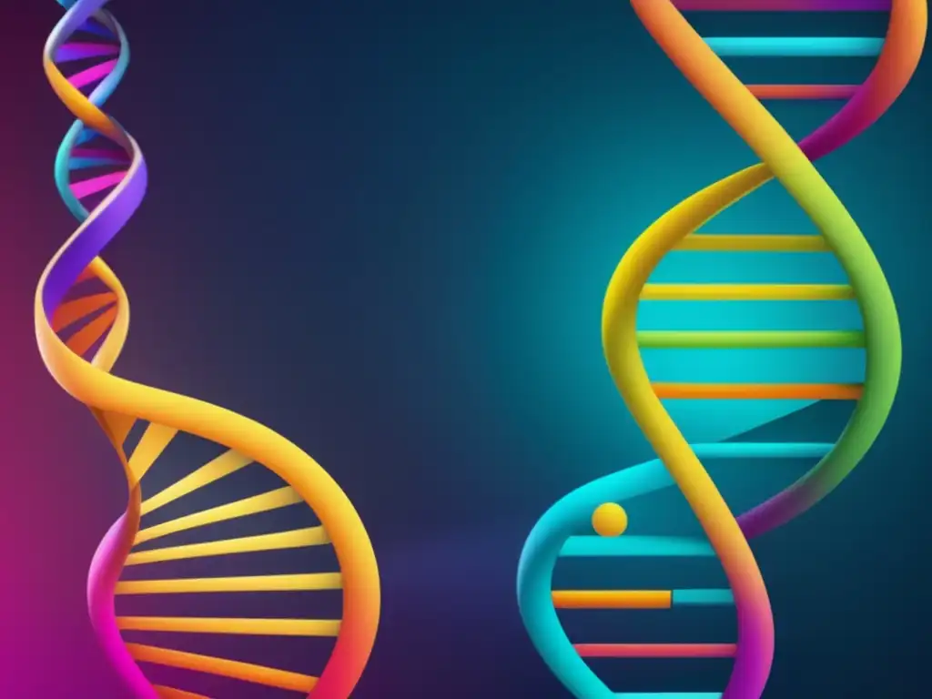 Imagen abstracta que representa la interacción entre el ADN y las modificaciones epigenéticas - Epigenética: Conceptos fundamentales y aplicaciones
