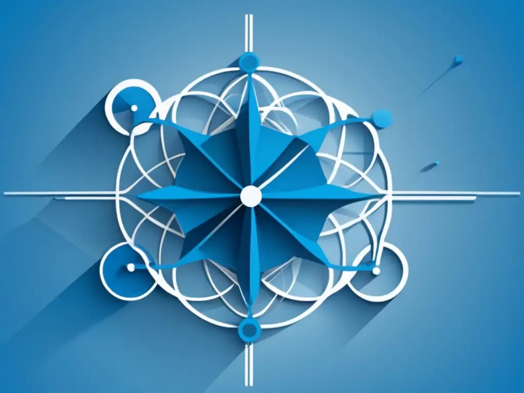 Importancia ética en ciencia y tecnología con interconexión de formas geométricas azules