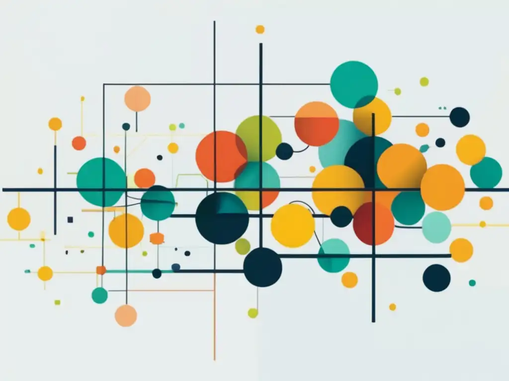 Interconexión de variables en epidemiología Intersección de formas geométricas coloridas que representan variables y datos en epidemiología - Estadísticas epidemiología práctica