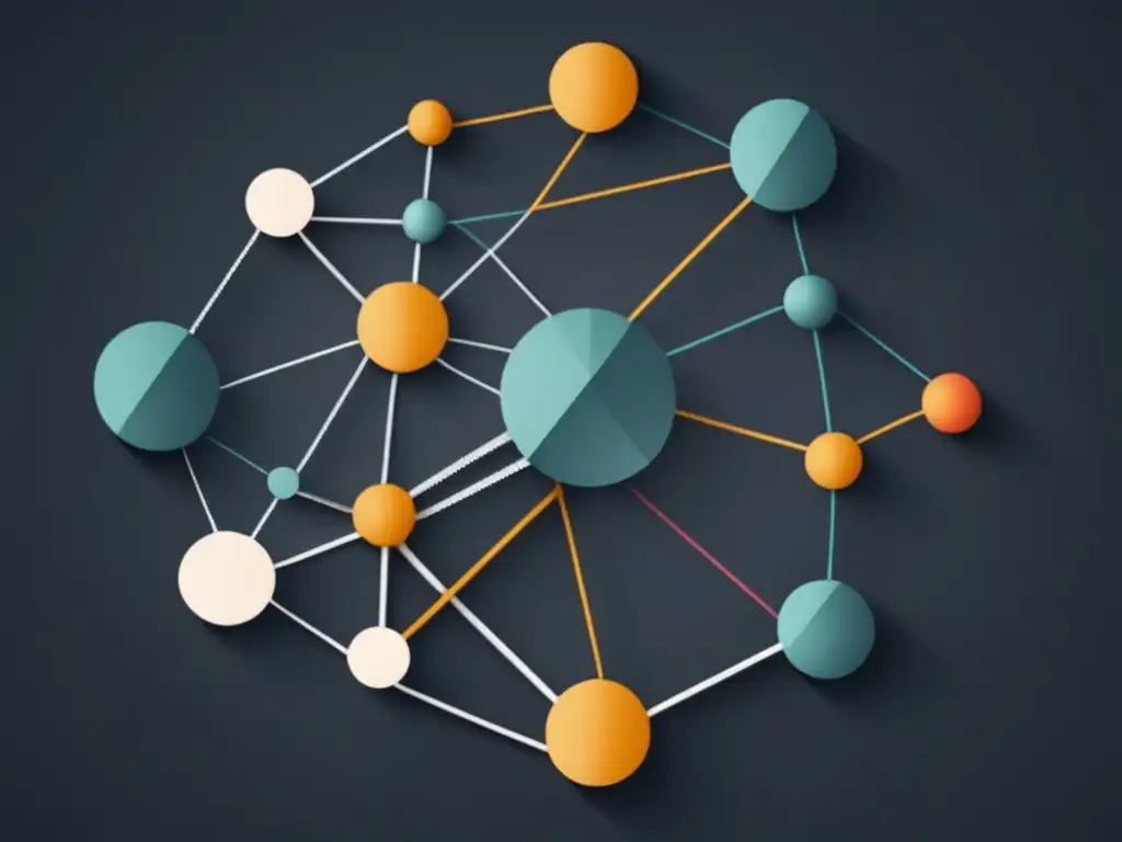 Interfaces neuronales en IA: Red abstracta y minimalista que representa la complejidad de datos y aspectos clave