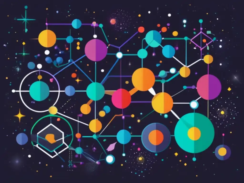 Intersección química inorgánica astroquímica: Imagen abstracta de elementos y compuestos celestiales en patrón vibrante