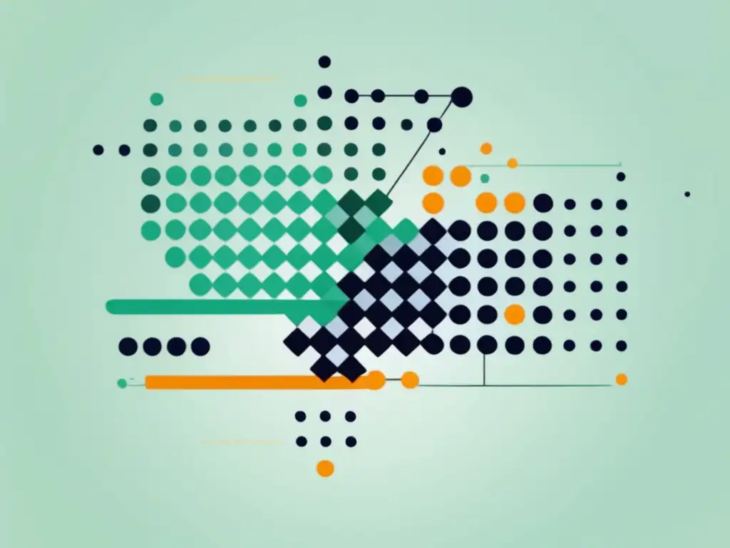 Imagen de ultradetalle que representa el concepto de álgebra lineal aplicada a la estadística, en un estilo minimalista y abstracto