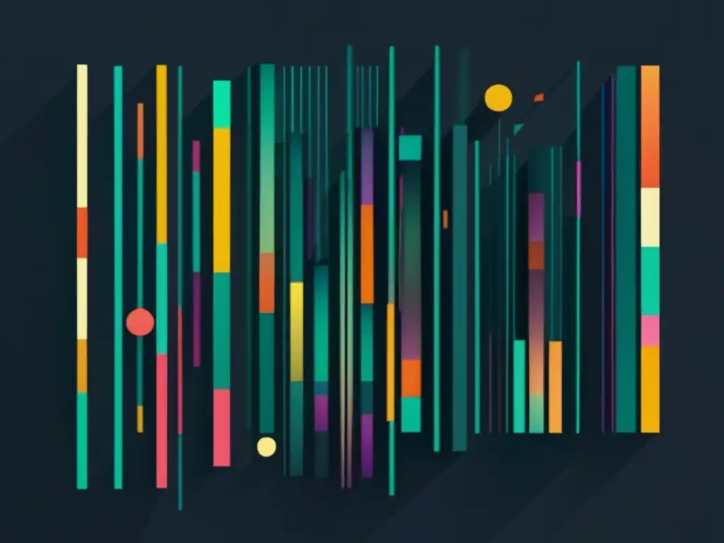 Álgebra lineal aplicada a la estadística: imagen abstracta de una matriz de formas geométricas en colores diversos