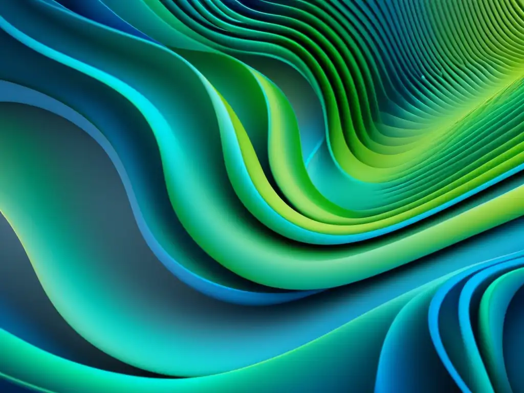 Imagen 8k de líneas entrelazadas en azul y verde, evocando estructuras celulares y la interacción entre física y biología