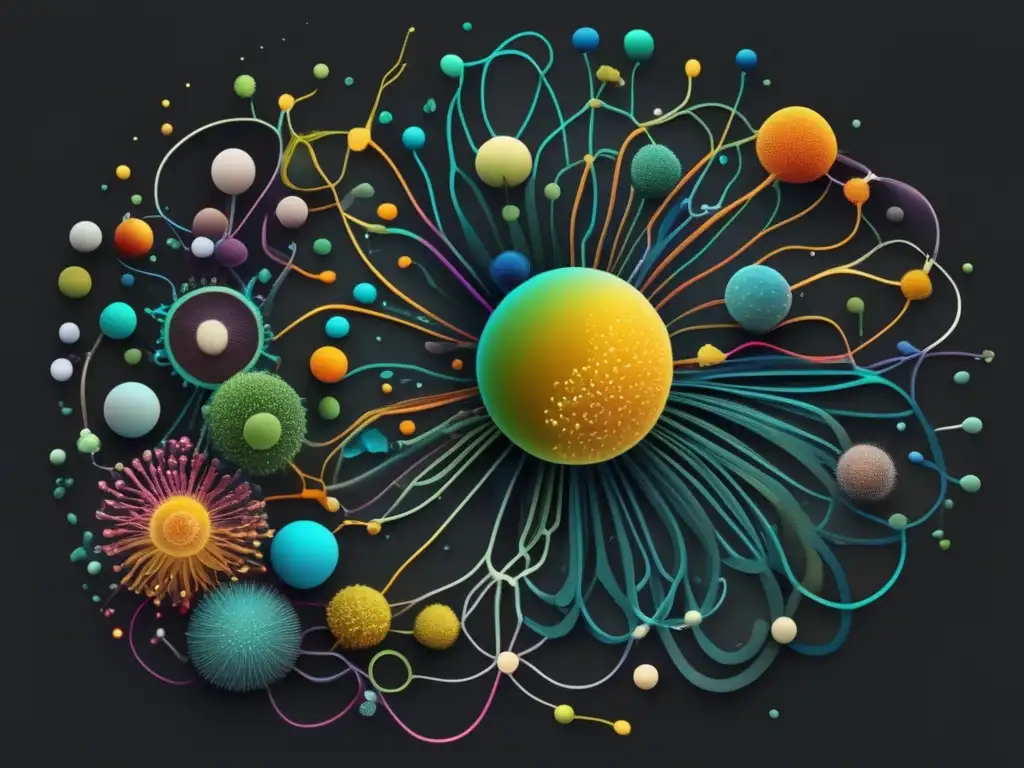 Importancia microorganismos en Tierra: Imagen abstracta representando la vitalidad y diversidad de microorganismos en el ecosistema