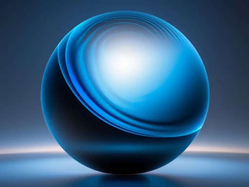 Imagen abstracta: fondo negro, esfera azul con patrones acuáticos y atmósfera translúcida