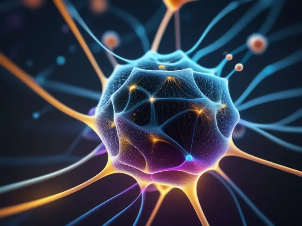 Nanotecnología en lucha contra cáncer: imagen 8k de representación abstracta y minimalista de nanotecnología combatiendo células cancerígenas