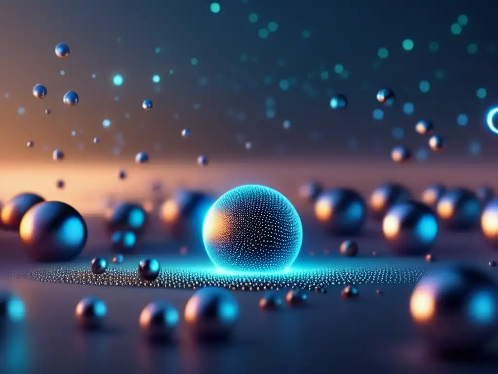 Nanotecnología en lucha contra cáncer: Imagen futurista con nanopartículas y nanotubos interconectados en un escenario oscuro