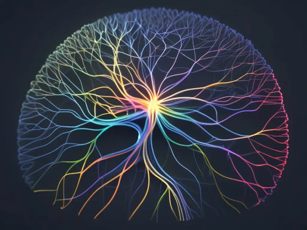 Neurobiología del miedo en cerebro: Intrincada representación abstracta de las vías neurales iluminadas en una imagen ultradetallada de 8k