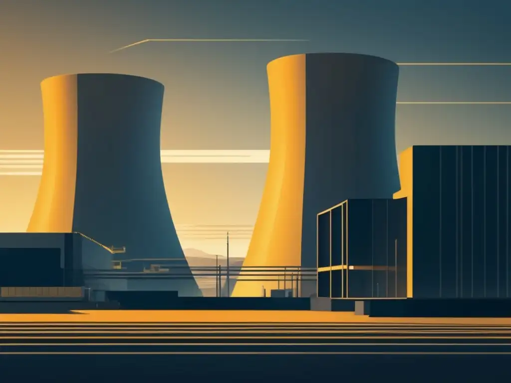 Impacto ambiental de energía nuclear: imagen impresionante 8k muestra belleza y complejidad de planta, diseño minimalista y contraste cautivador