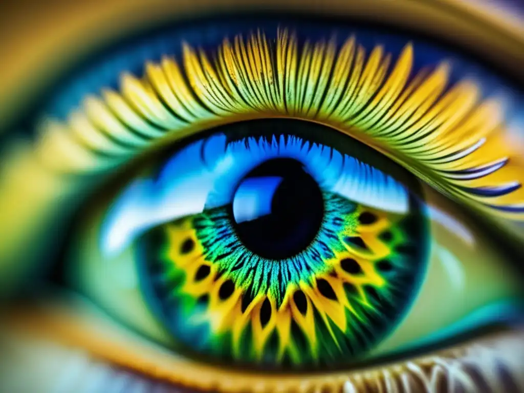 Influencia genética en el color de ojos: una imagen abstracta de un ojo con vibrantes colores y patrones intrincados