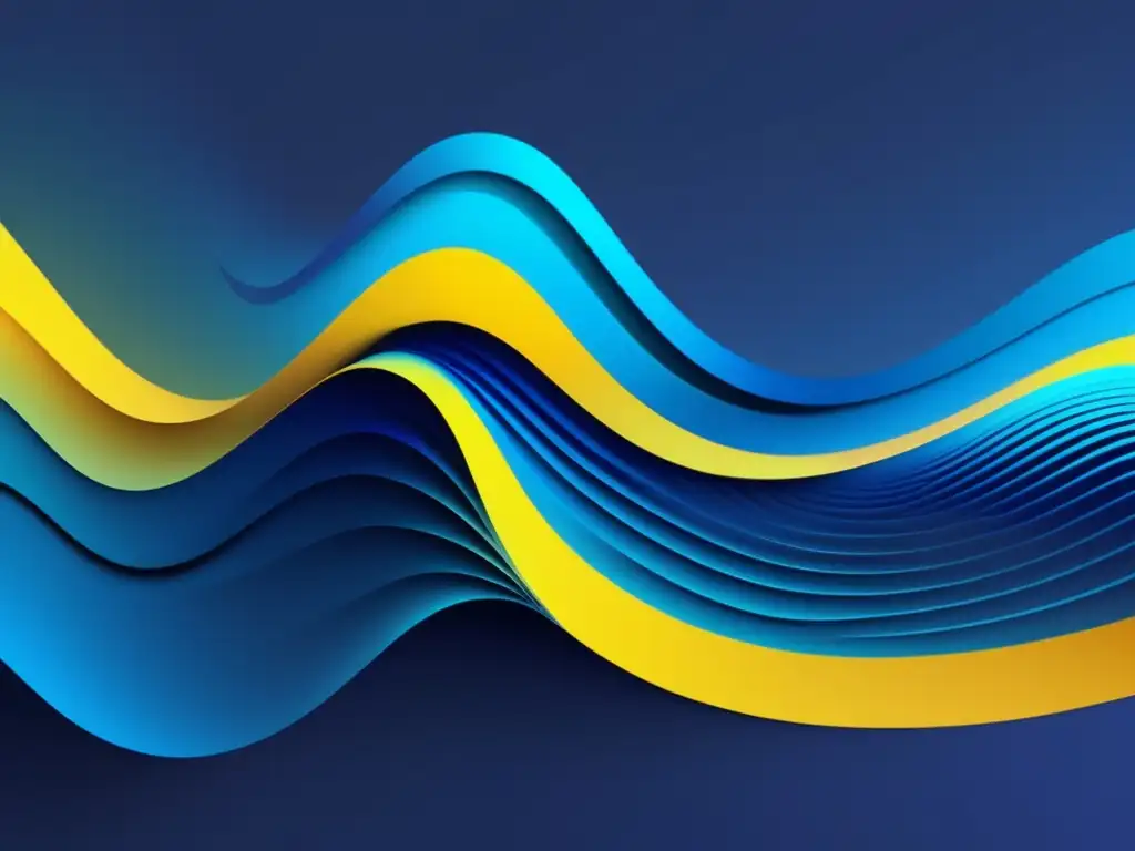 Propagación de ondas acústicas en educación: imagen minimalista y abstracta de una onda de sonido con gradiente de azul a amarillo