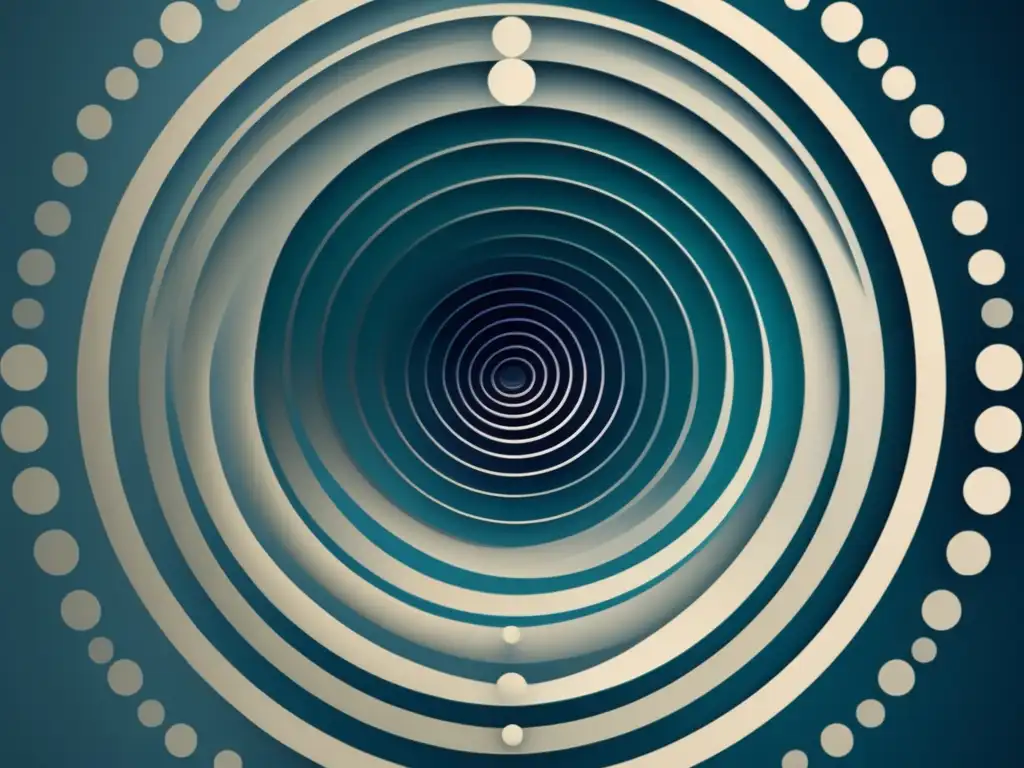 Dualidad onda-partícula en física cuántica Dualidad ondapartícula en física cuántica: imagen abstracta minimalista con círculos concéntricos y puntos aleatorios que representan el fenómeno