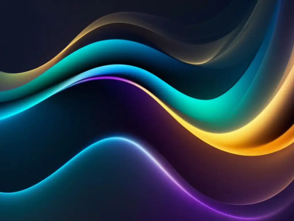 Ondas de luz y color fluidas representando teorías principales de la Gravitación Cuántica