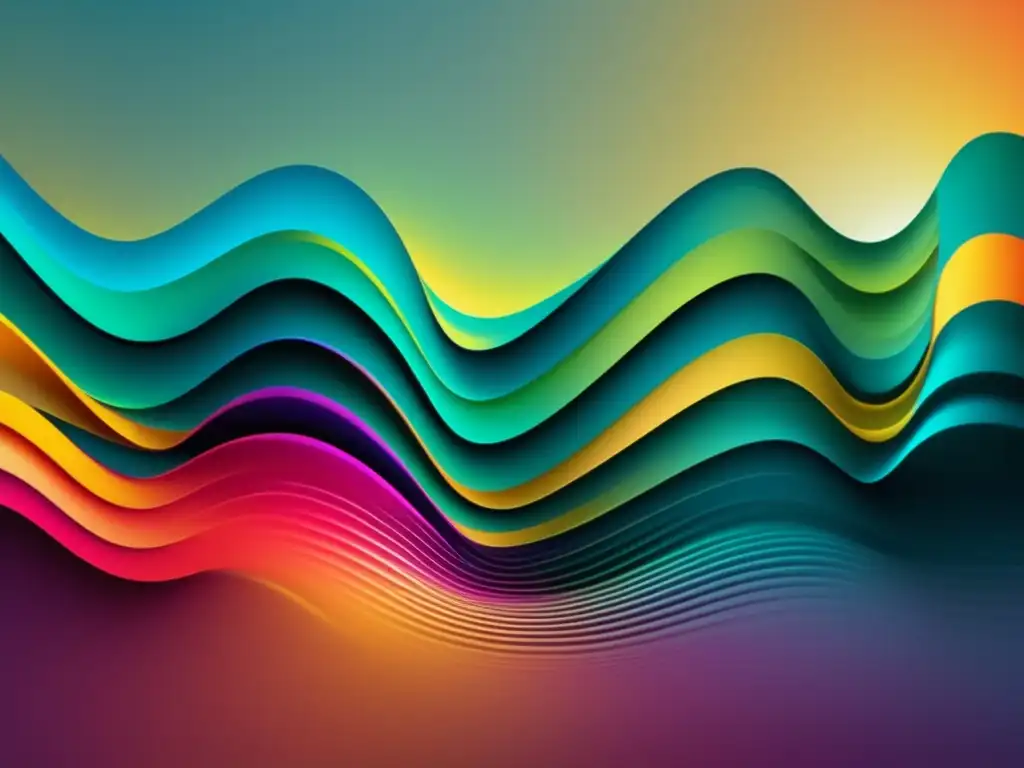 Imagen abstracta de ondas sonoras en colores vibrantes, mostrando movimiento y energía