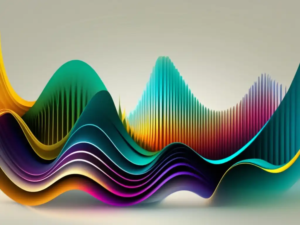 Imagen abstracta de ondas sonoras en colores y patrones, representando frecuencias e instrumentos musicales