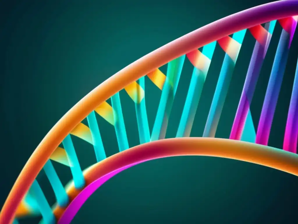 Imagen abstracta: estructura de ADN en colores vibrantes, simbolizando la farmacogenética en tratamientos de epilepsia