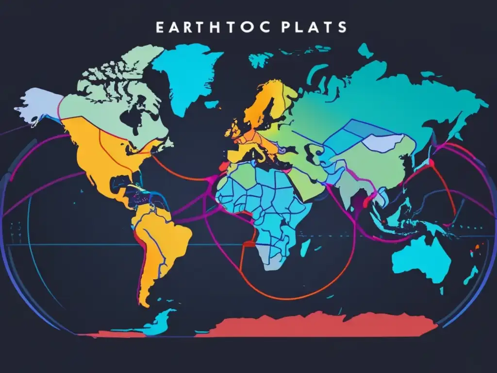 Distribución de continentes y océanos: Representación abstracta y vibrante de las placas tectónicas de la Tierra