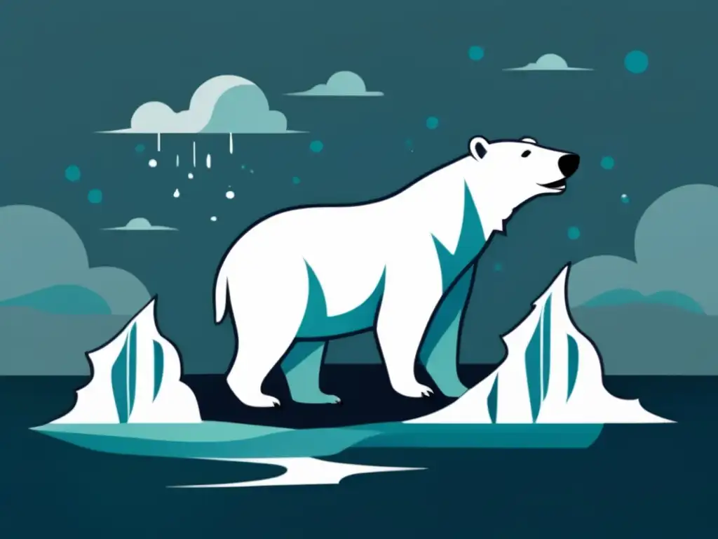 Cambio climático: Verdades y mitos - Oso polar solitario en iceberg derritiéndose, simbolizando la fragilidad del medio ambiente