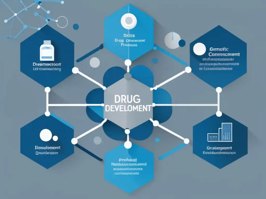 Diseño de fármacos: Creación medicamento con nodos interconectados y diseño minimalista