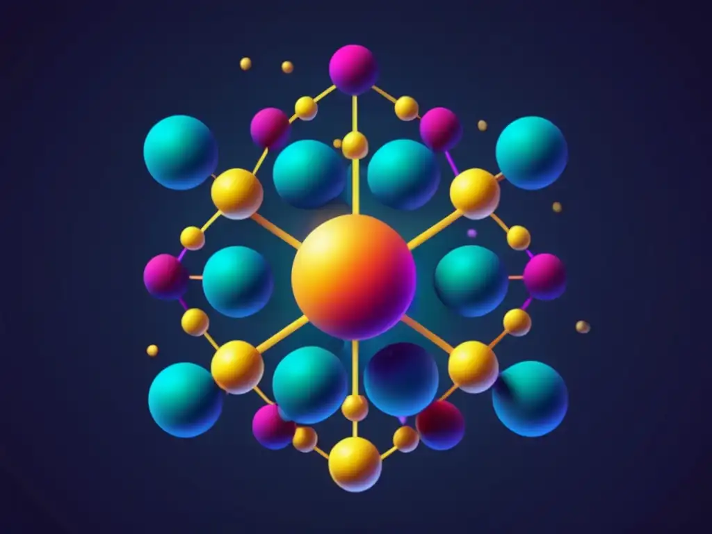 Diseño de fármacos para curar: imagen abstracta y minimalista que representa el proceso de diseño de fármacos, con una estructura molecular vibrante y luminosa en un fondo oscuro