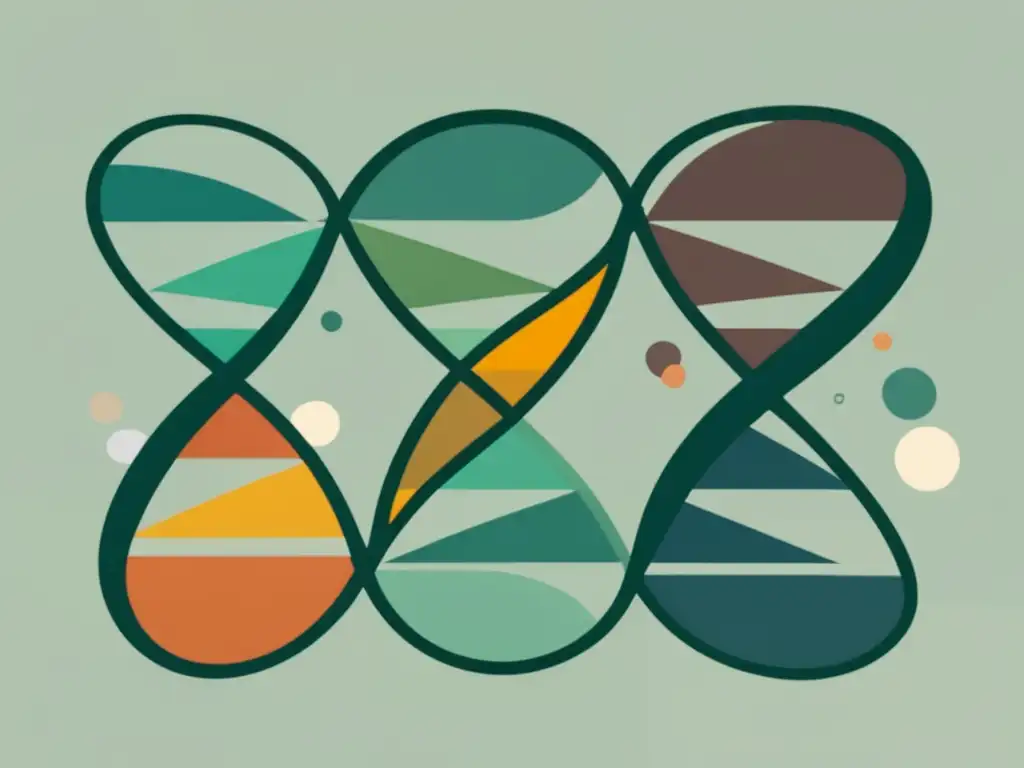 Importancia evolución especies: representación minimalista y abstracta del proceso evolutivo con ADN en formas geométricas