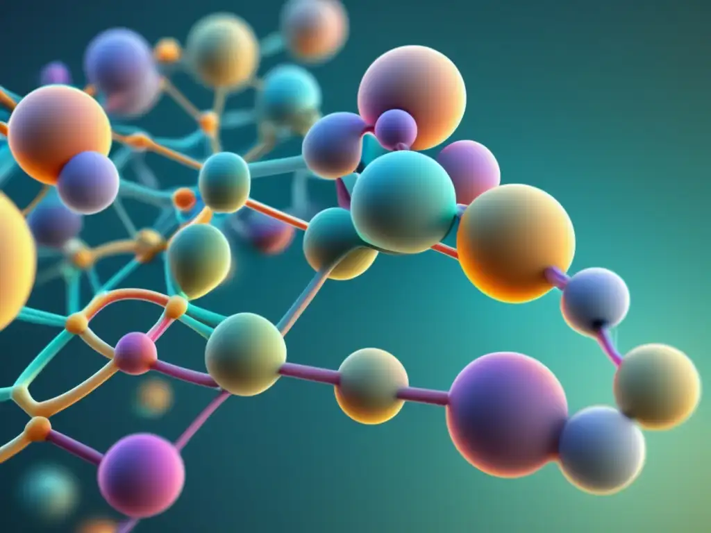 Descubrimiento de dianas terapéuticas en proteómica: Estructuras proteicas interconectadas en una imagen abstracta de alta resolución 8K