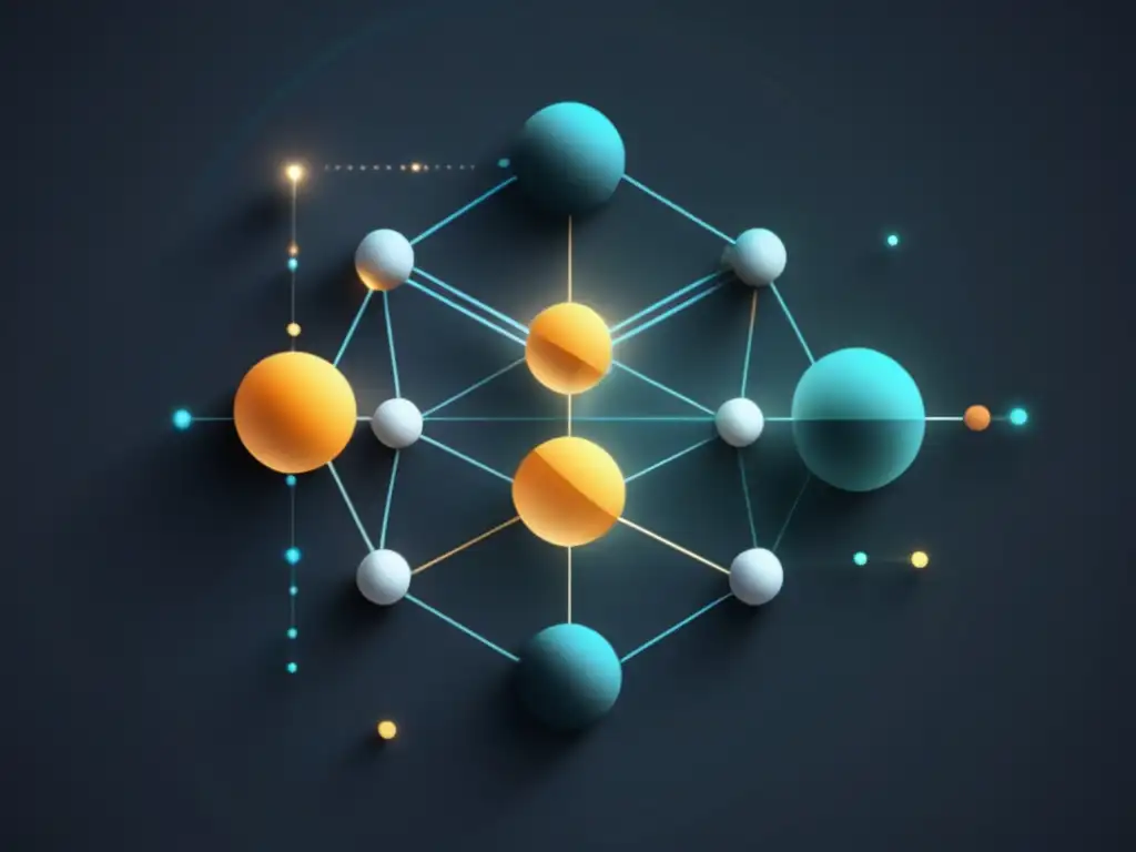 Tecnologías cuánticas en análisis de datos Tecnologías cuánticas en análisis de datos: imagen abstracta de nodos interconectados representando puntos de datos en un fondo oscuro