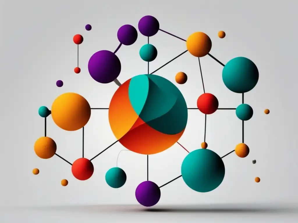 Química de coordinación en educación: representación abstracta y colorida de la esencia de la química de coordinación en un fondo blanco