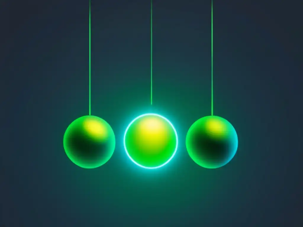 Elementos radioactivos en química inorgánica: 3 orbes brillantes en un vacío oscuro representan Uranio, Radio y Plutonio