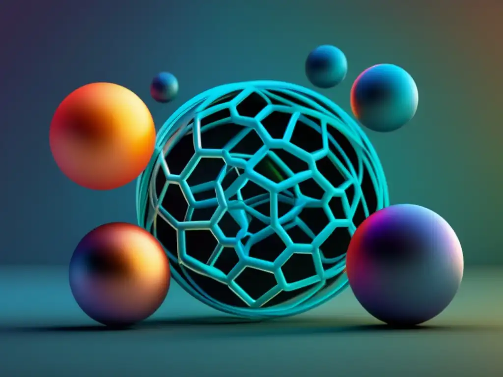 Evolución teoría atómica Demócrito Bohr - Imagen abstracta de una cadena de átomos en movimiento, conectados por líneas intrincadas