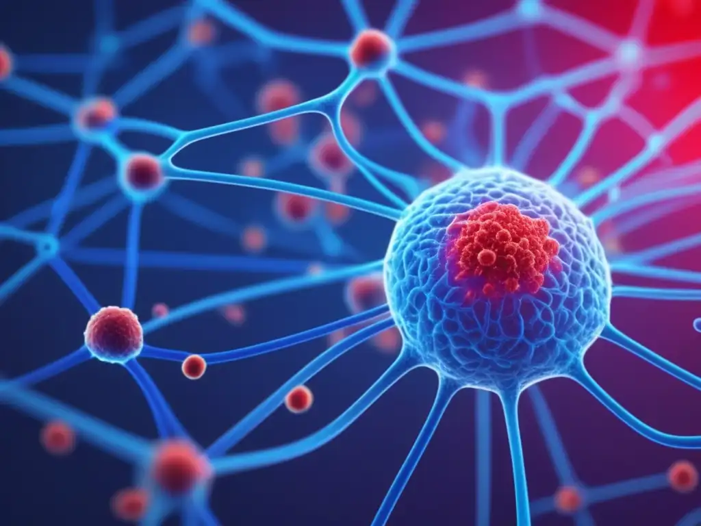 Importancia del sistema inmunológico explicada: imagen abstracta 8k que representa la complejidad y vitalidad del sistema inmune