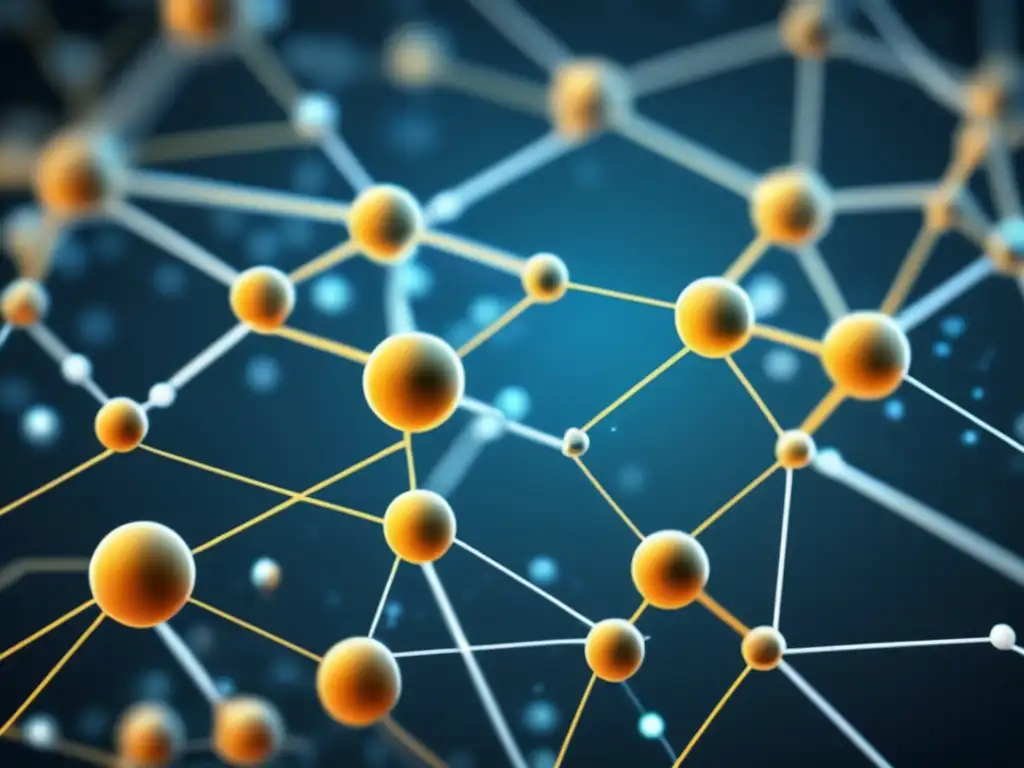 Beneficios de la bioinformática en biotecnología: Imagen en 8K muestra red interconectada de datos biológicos