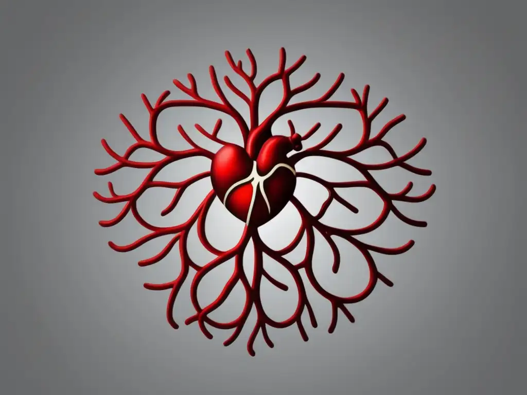 Representación abstracta y minimalista del sistema cardiovascular en 8k