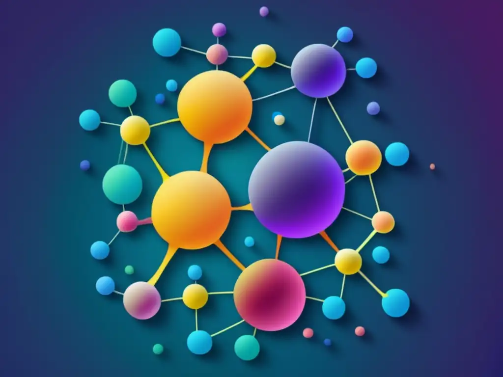 Funciones y características de las células inmunes, red abstracta de células interconectadas en vibrantes colores