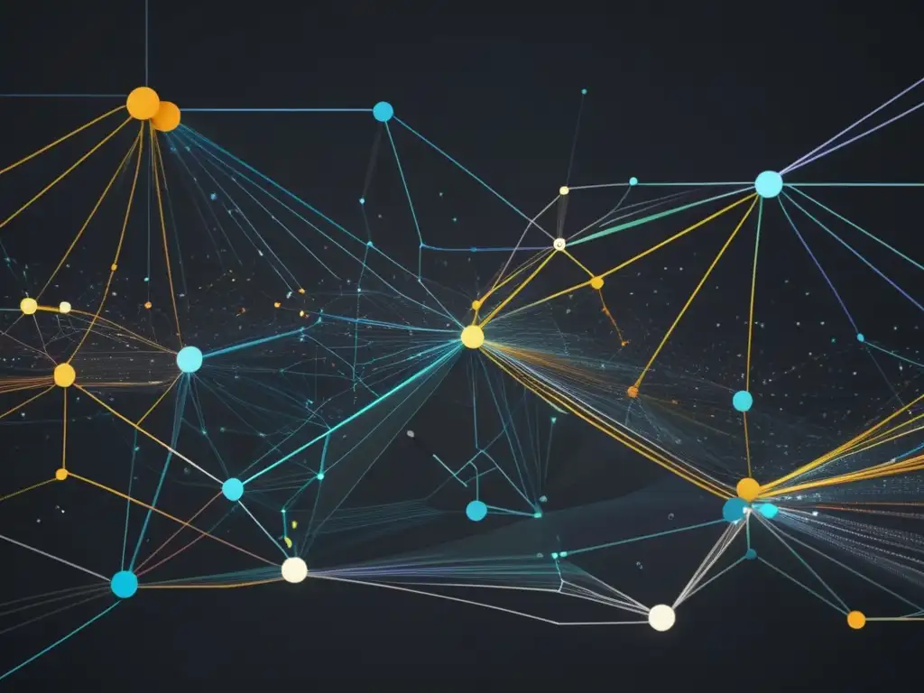 Importancia ciencia datos conservación: red interconectada en fondo negro con líneas y nodos representando información