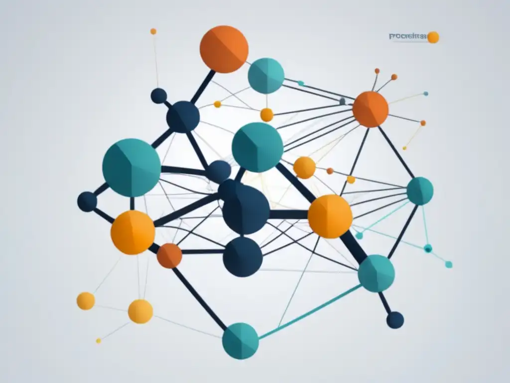 Importancia de Transcriptómica y Proteómica en Genómica: compleja red de nodos interconectados simboliza diversidad y relaciones científicas