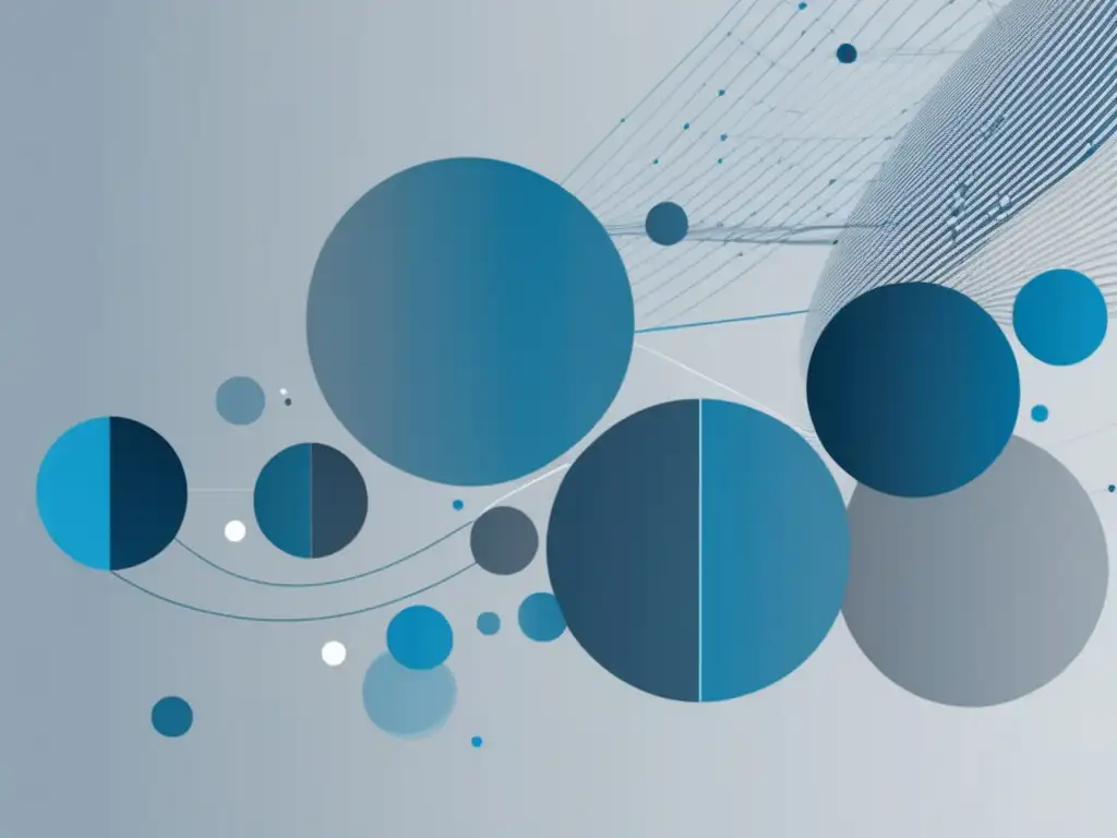 Red de datos y formas geométricas en tonos azules y grises que representan la importancia de la Estadística Inferencial en estrategias empresariales