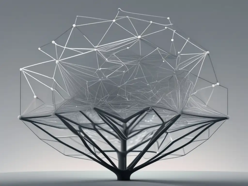 Intersección ética ciencia: redes de líneas grises entrelazadas y abstractas representando principios éticos y avances científicos