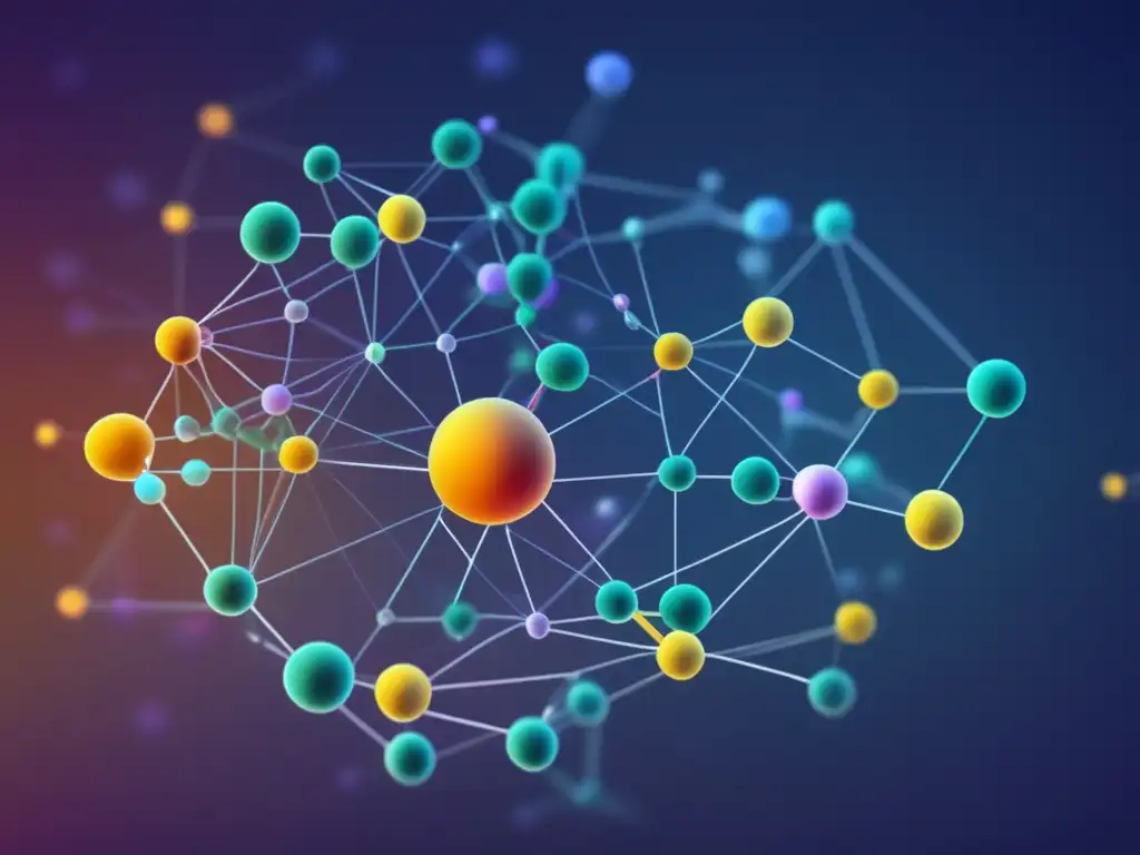 Descubrimiento de medicamentos innovadores: red vibrante y compleja de nodos interconectados, representando la síntesis molecular, las pruebas clínicas y la aprobación regulatoria